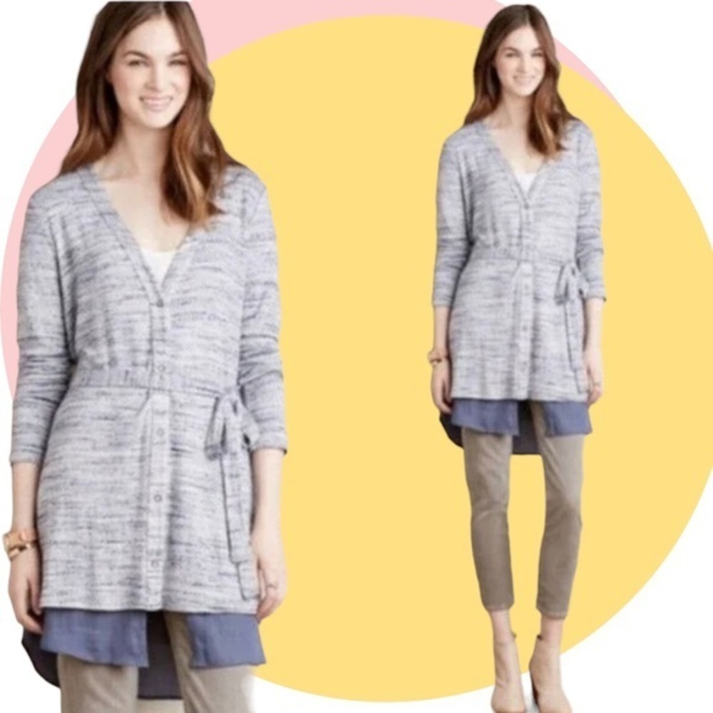 Dolan Left Coast Anthropologie Heather‎ Blue Nomi Belted Cardigan Size Small